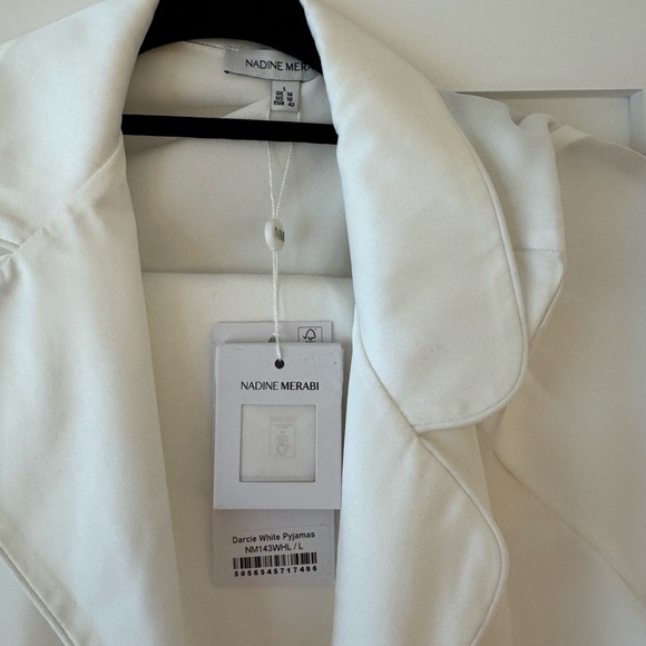Nadine Merabi Darcie White Feather Pajamas NWT - Picture 4 of 4
